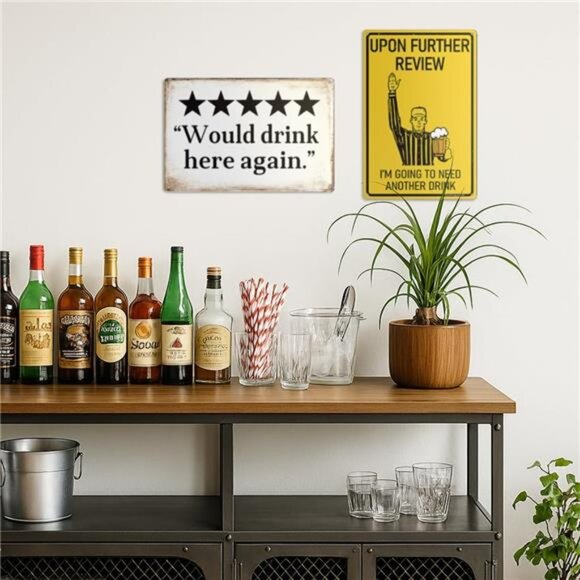 Metal Sign "Would drink here again" Funny Bar Sign or Man Cave Decor | 12x8″ - Picture 2 of 7